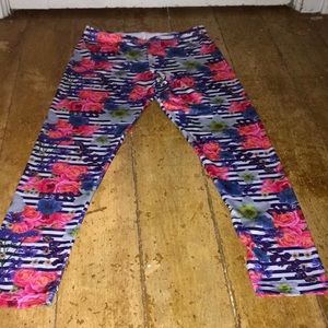 Striped leggings with flowers print